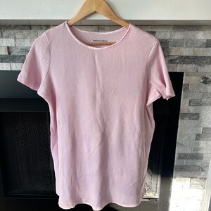 Woman Within Ribbed Knit Top Women’s 14/16 Pink Short Sleeve Stretch Tee